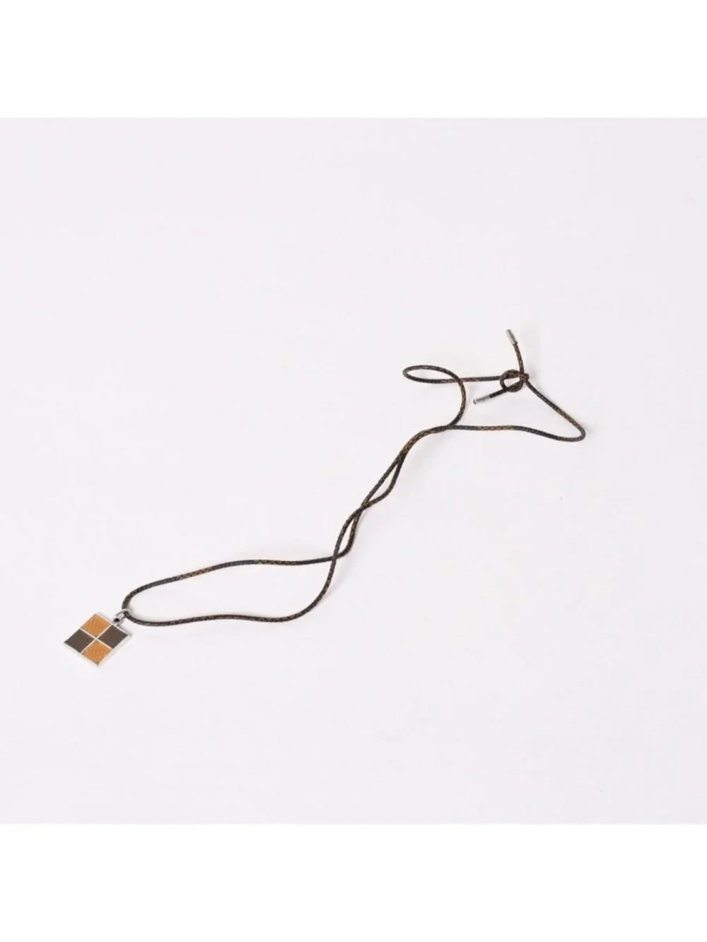 Louis Vuitton Pendentif Damier 925 Sterling Silver Necklace Brown Yellow